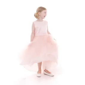 Little Girls Blush Satin Hi-Low Savannah Flower Girl Dress 2-6