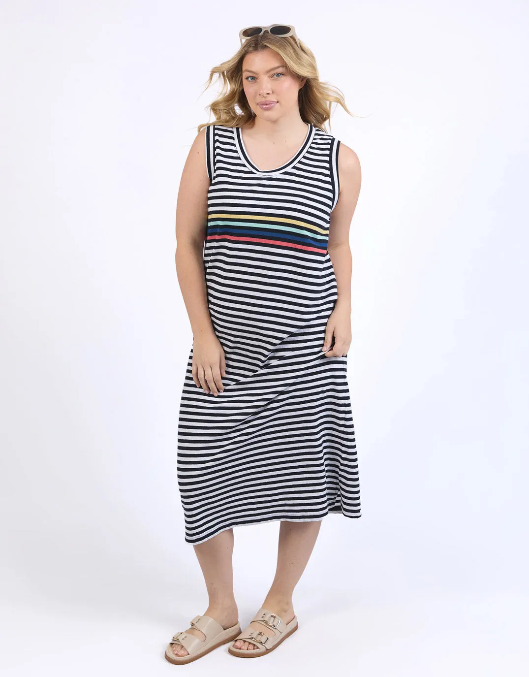 Lyric Tank Dress - Navy/White Stripe