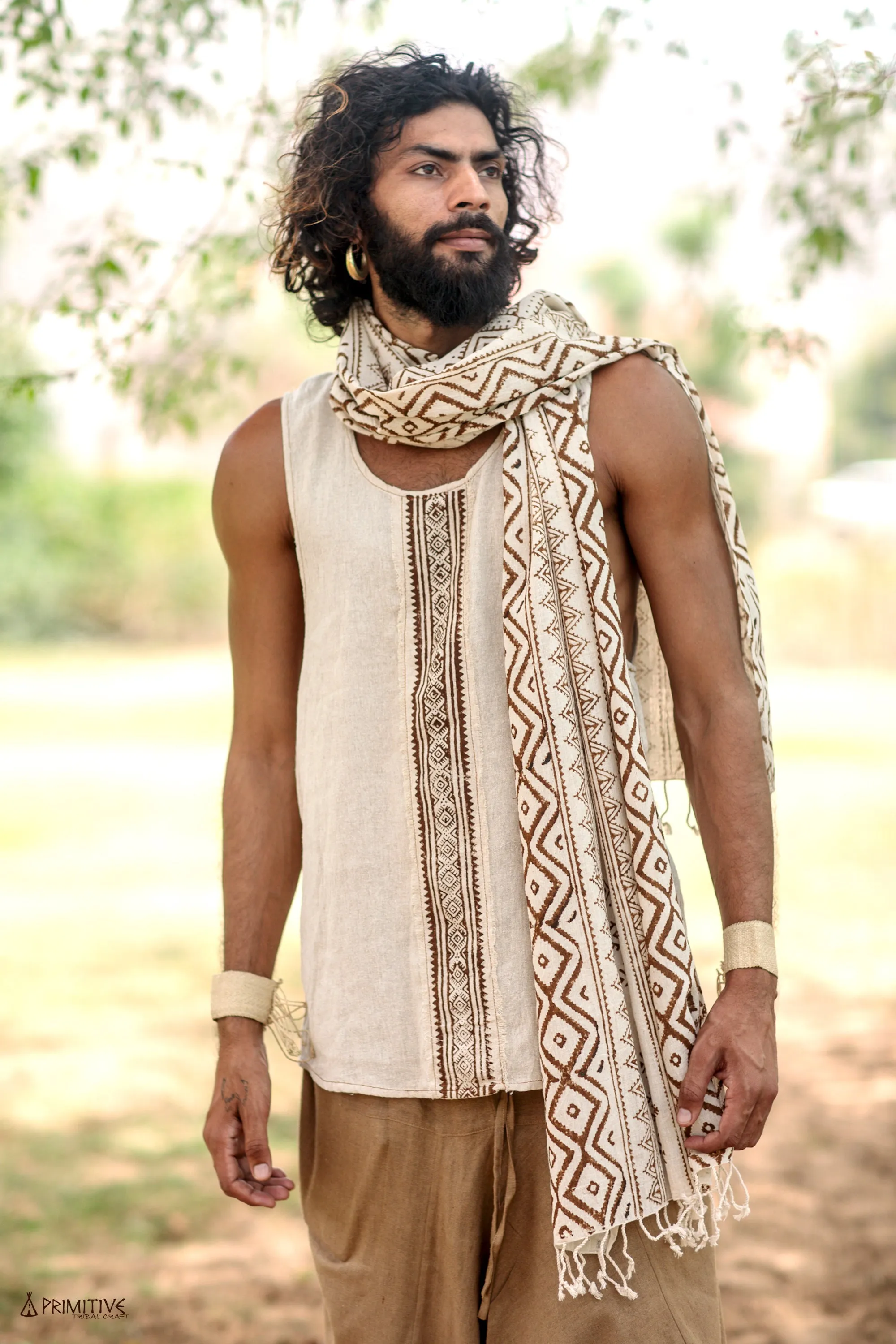 Malik Tank Top ⋗ Hand Block Print ⋖ Handwoven Raw Silk