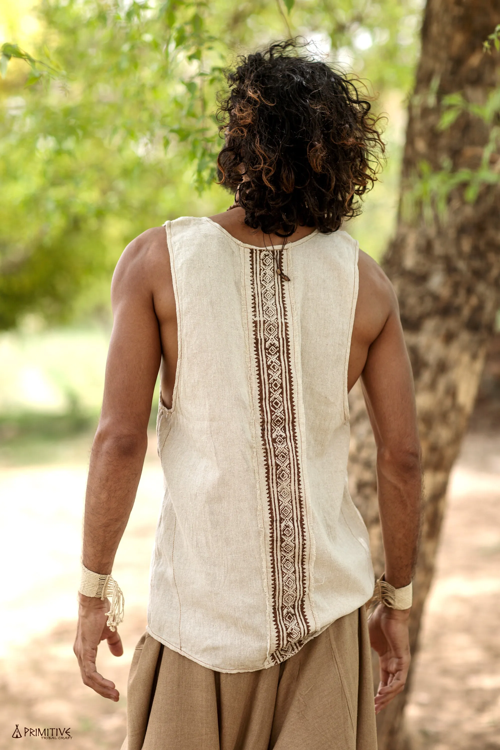Malik Tank Top ⋗ Hand Block Print ⋖ Handwoven Raw Silk