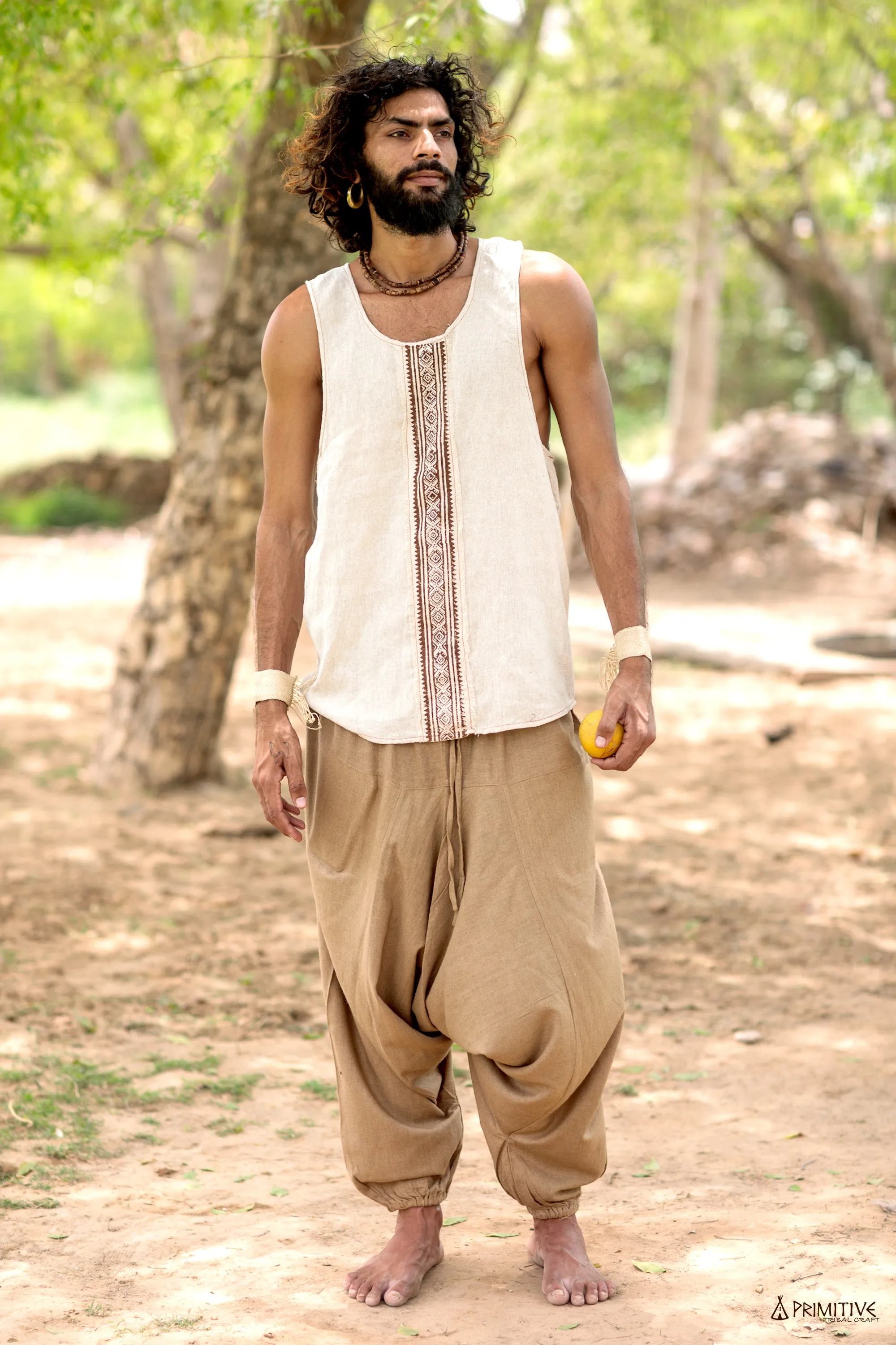 Malik Tank Top ⋗ Hand Block Print ⋖ Handwoven Raw Silk