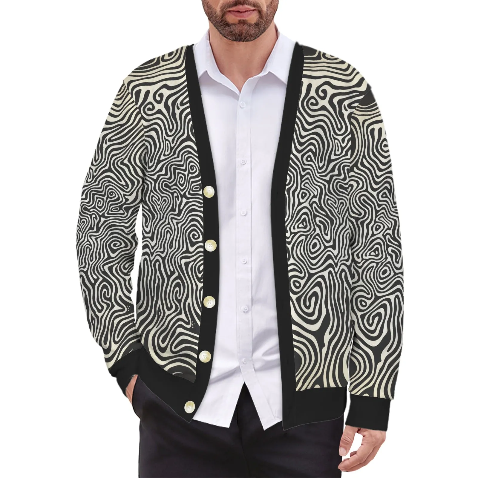 Mens Abstract Swirl Print Bomber Jacket  Modern Art-Inspired Fashion