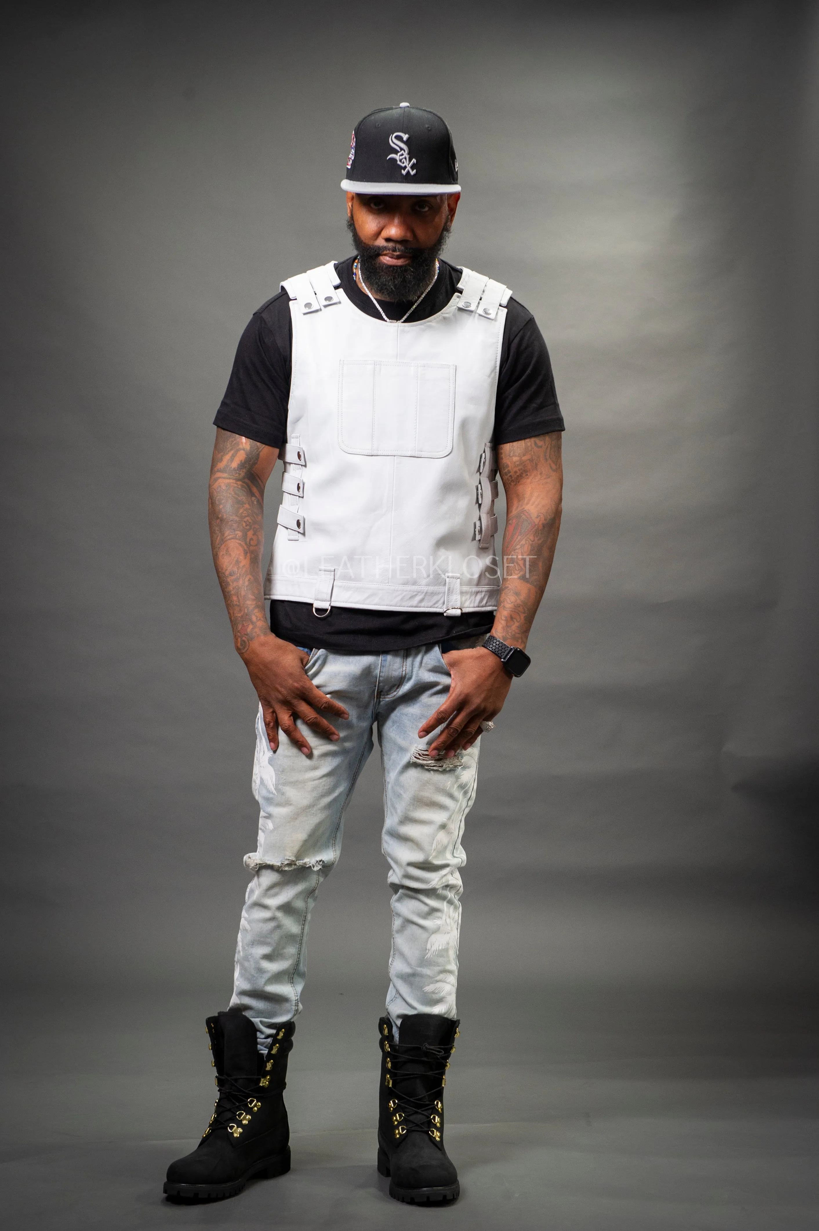 Men's Leather Vegas Vest [White]
