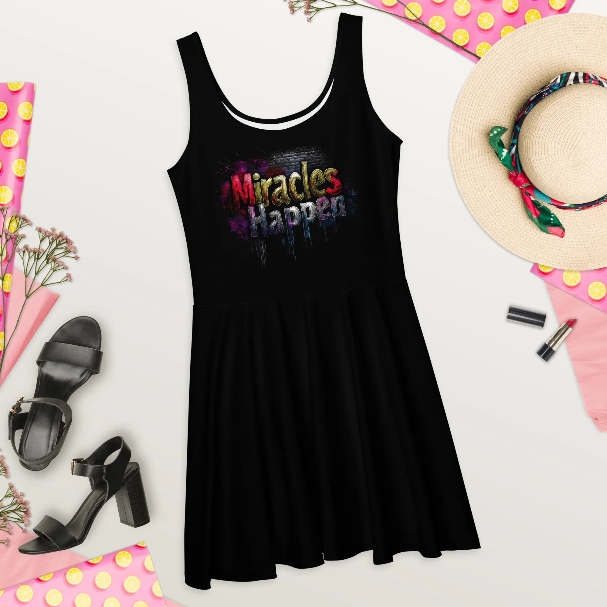 Miracles Happen: Vibrant Journeys Skater Dress