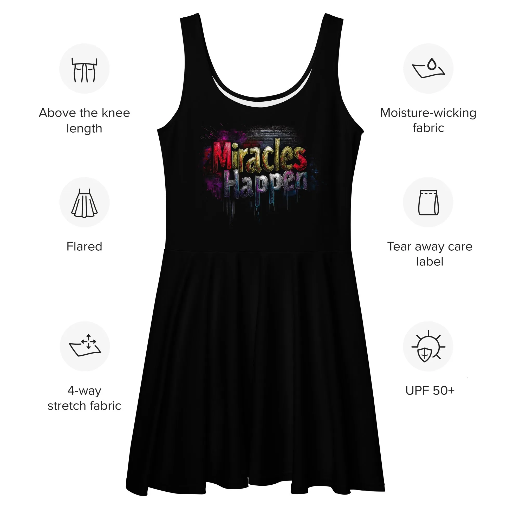 Miracles Happen: Vibrant Journeys Skater Dress