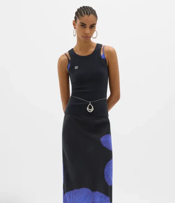 Muma World Yin Navy Ribbed Singlet