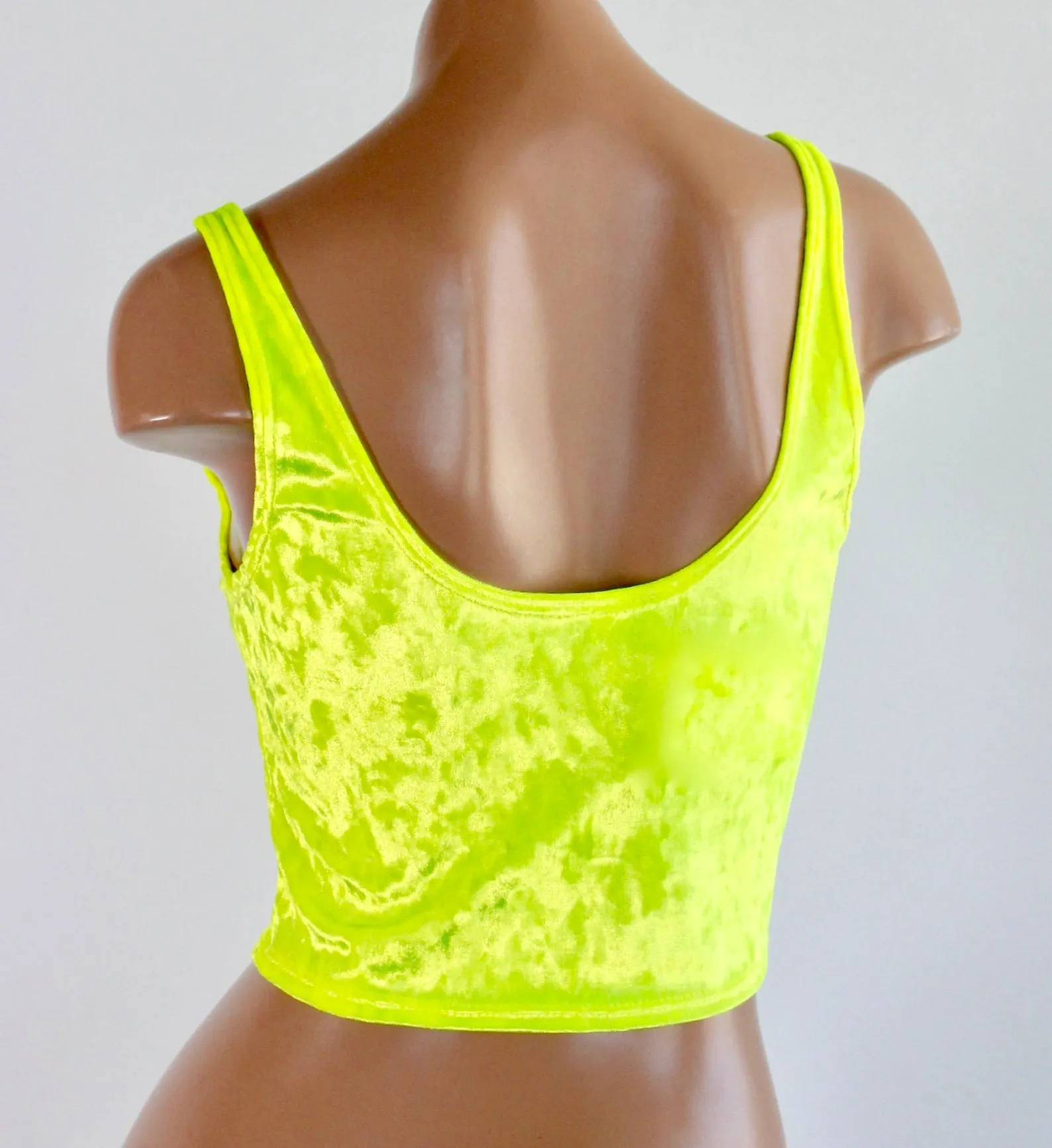 Neon Crushed Velvet Crop Tank in Yellow