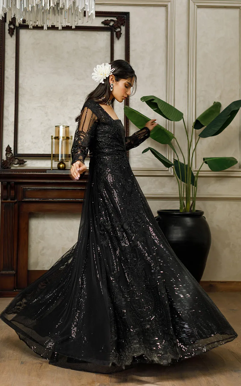 Net Embroidered Jacket With Sequins Maxi