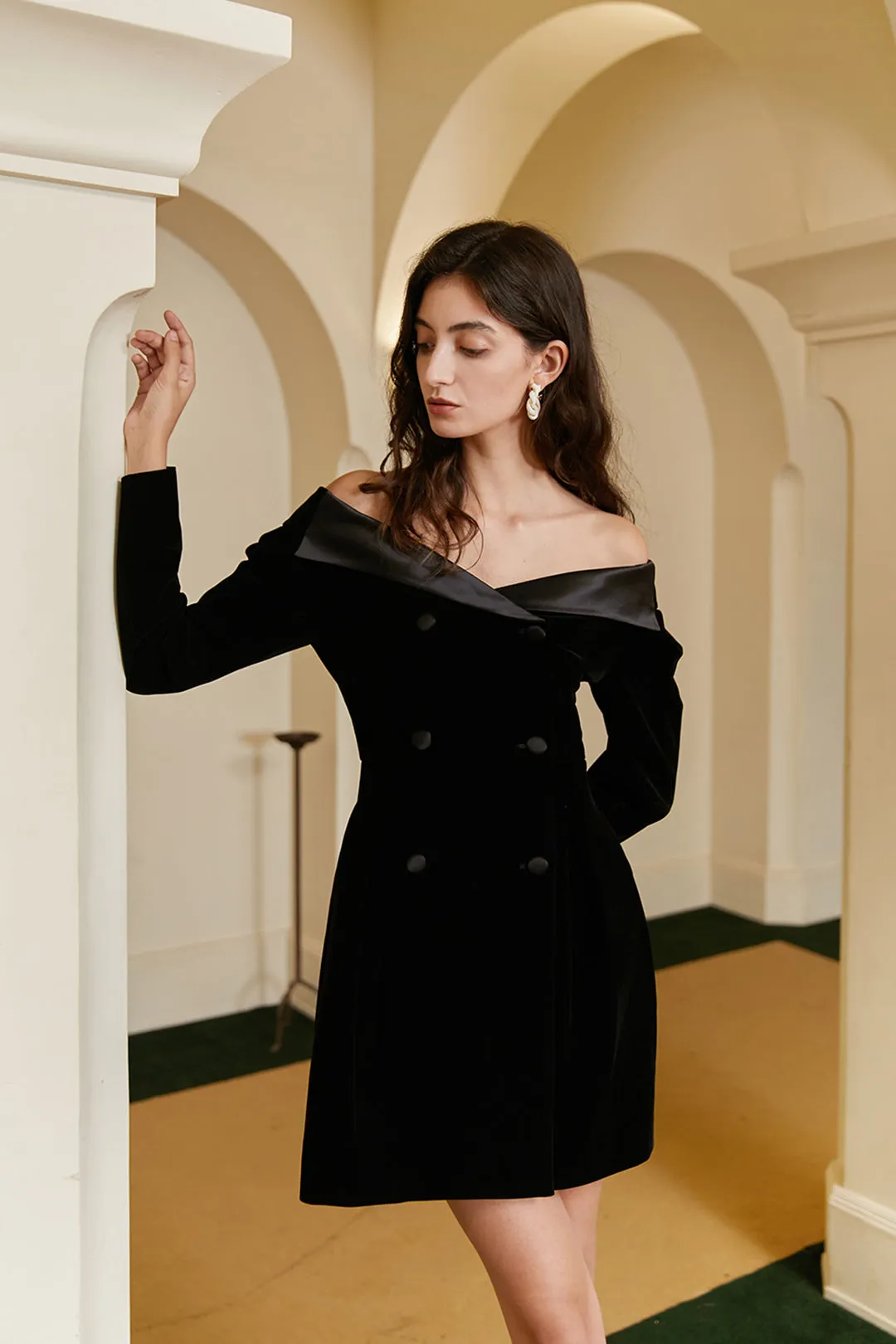 Off-the-shoulder skirt | Black suit skirt | Banquet suit skirt