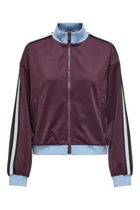 Only - Onlwarm Up X Track Zip Jacket - 4748813 Burgundy W. Soft Chambray Tape