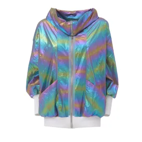 Oversized Zip-Up Bomber Jacket Multicolor