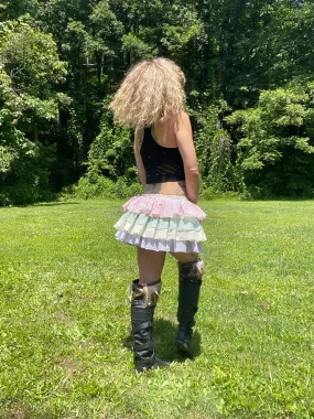 Pastel rainbow Bustle Skirt, Festival Belt, Burlesque Skirt, Rave Costume, Pin Up skirt