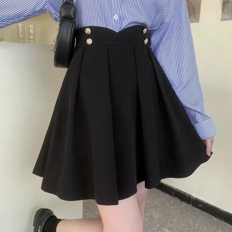 Plus Size Pink Black Gray A-line Umbrella Short Skirt