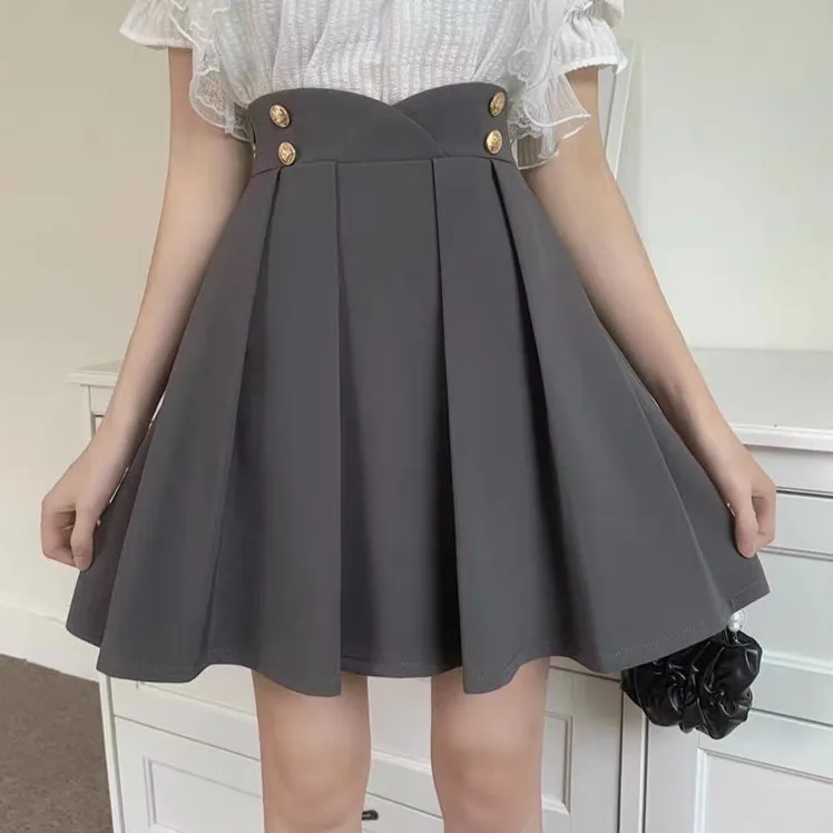 Plus Size Pink Black Gray A-line Umbrella Short Skirt
