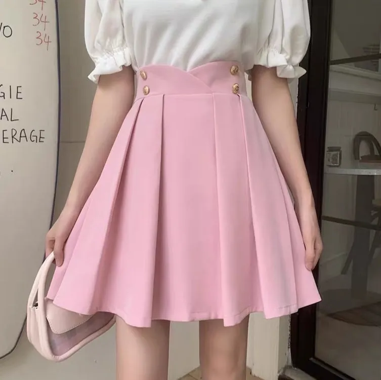 Plus Size Pink Black Gray A-line Umbrella Short Skirt