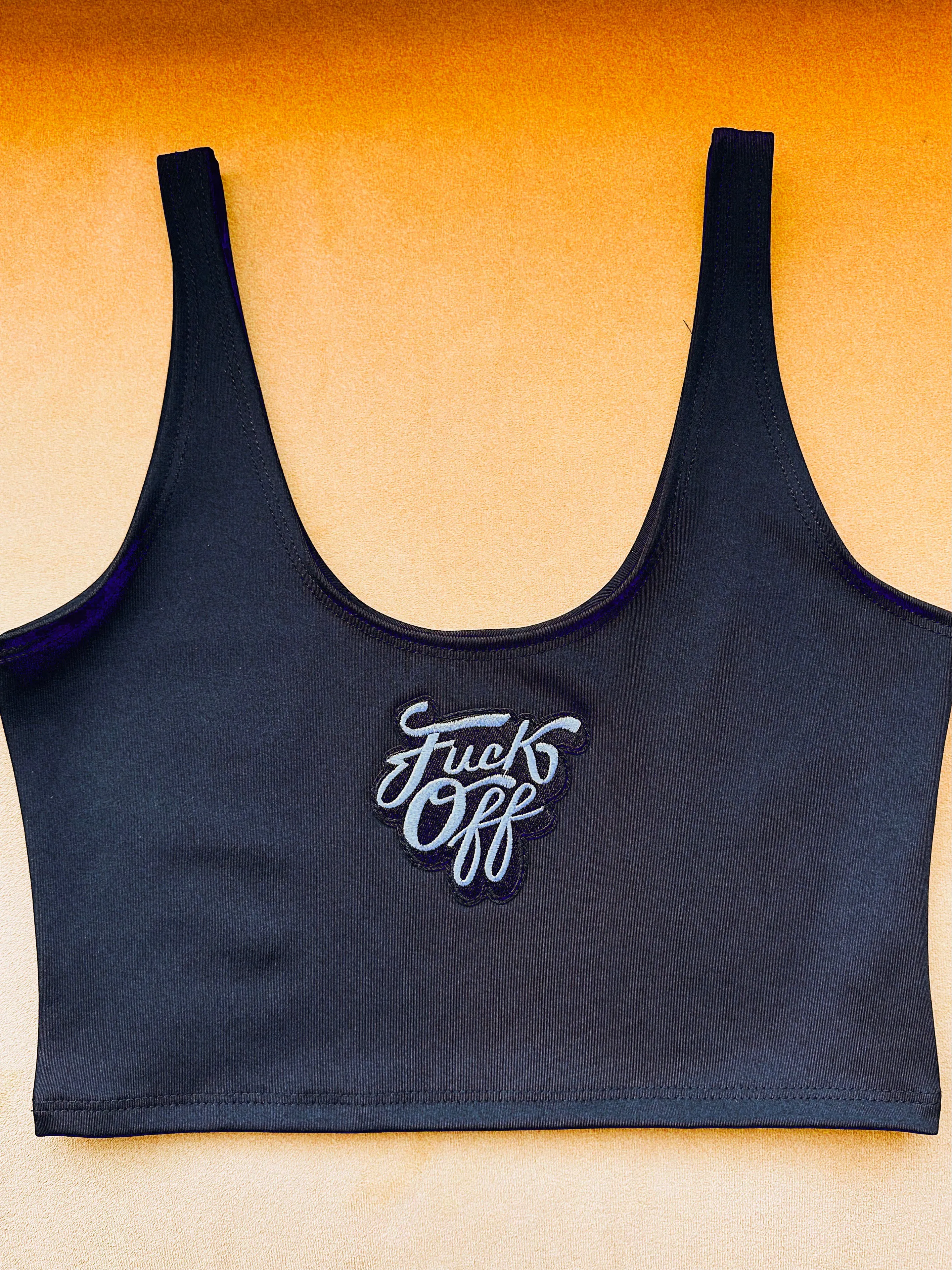 "F*ck Off" Crop Tank in Black