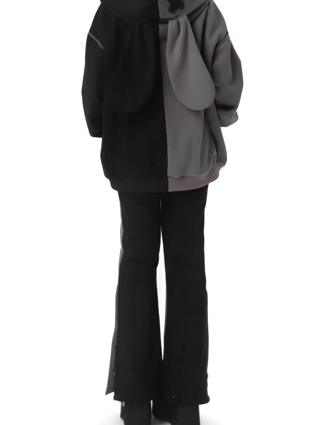 Rabbit Ear Contrast Zip Parker Pants Skirt
