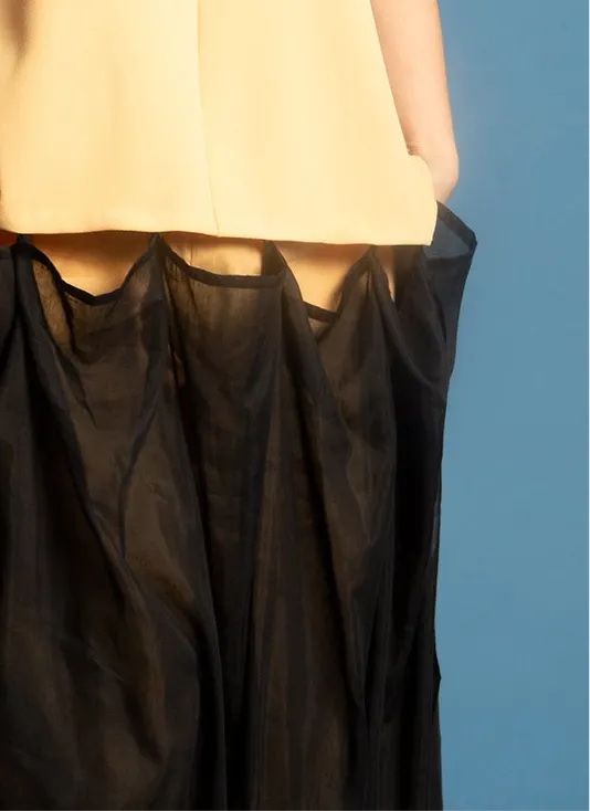 Rhythm Halter Áo Dài Two-Piece Dress in Black Blue & Yellow Combo