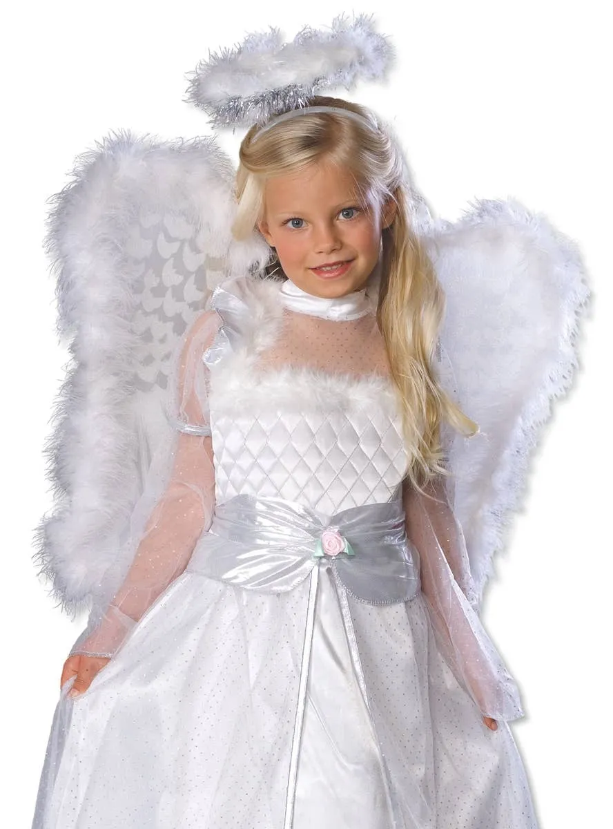 Rosebud Angel Girls White Fancy Dress Costume