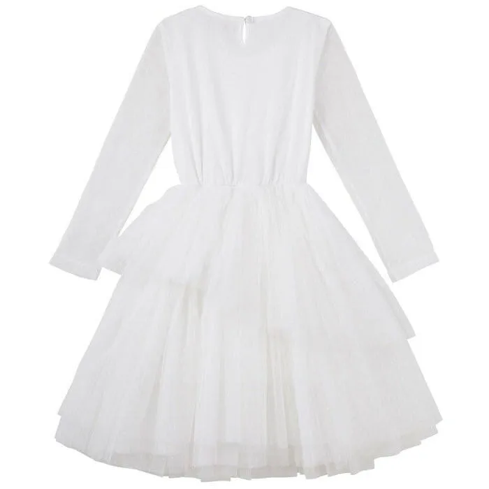 Sally L/S Spot Tutu Dress - Ivory
