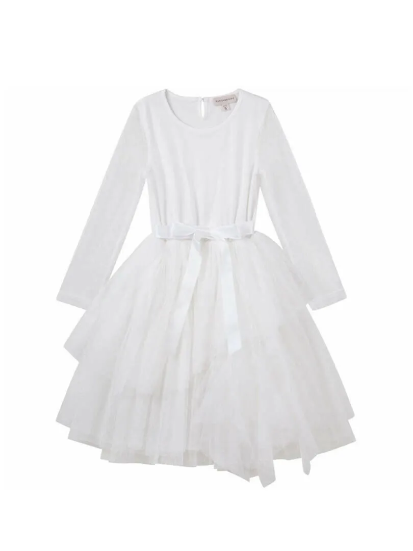 Sally L/S Spot Tutu Dress - Ivory
