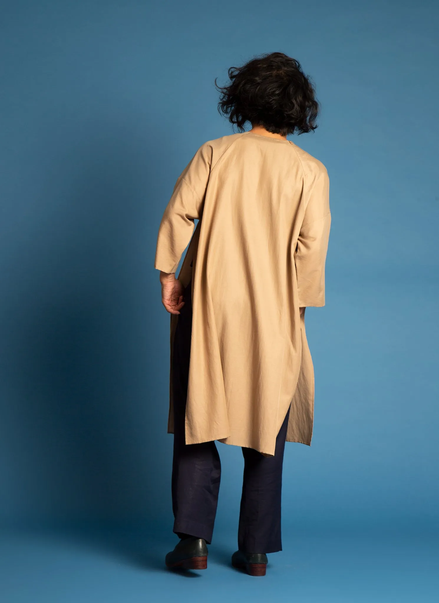Spring Bud Unisex Dropped Shoulder Tunic in Golden Brown - 2
