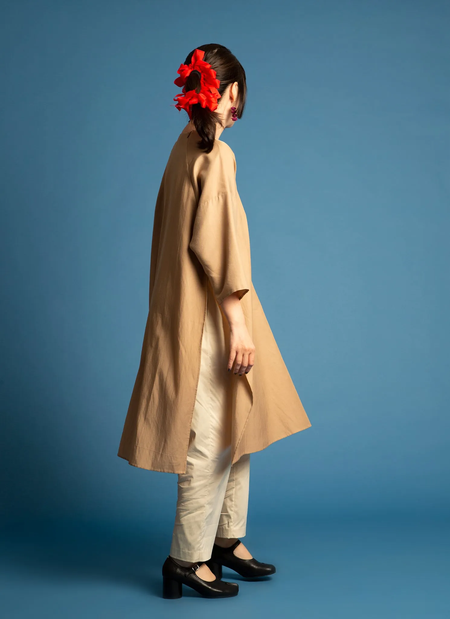 Spring Bud Unisex Dropped Shoulder Tunic in Golden Brown - 2