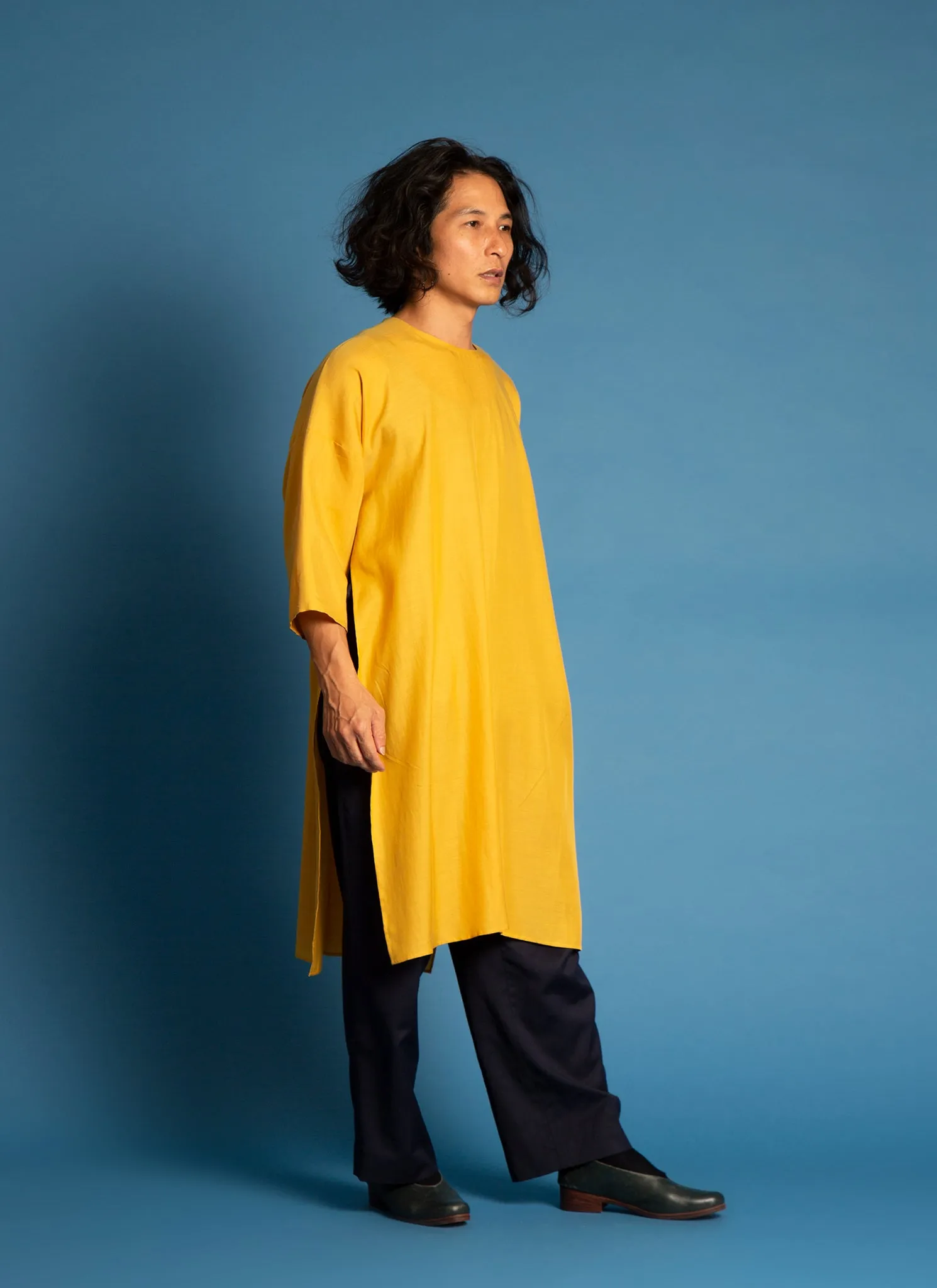 Spring Bud Unisex Dropped Shoulder Tunic in Lemon Yellow