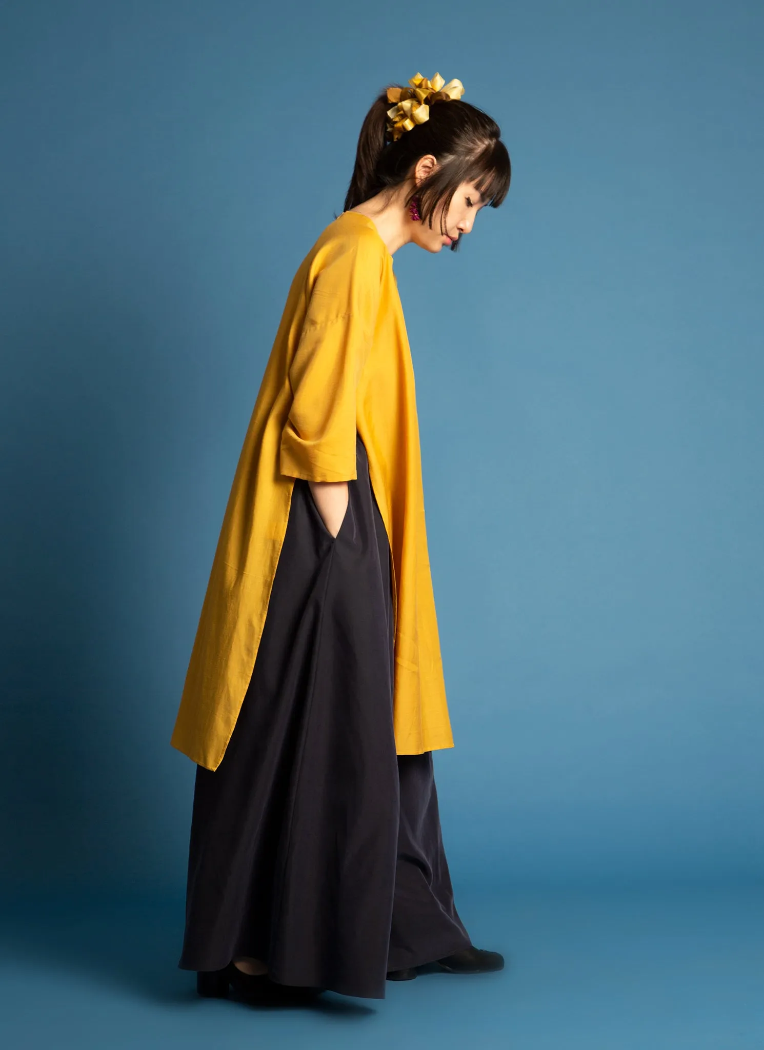 Spring Bud Unisex Dropped Shoulder Tunic in Lemon Yellow