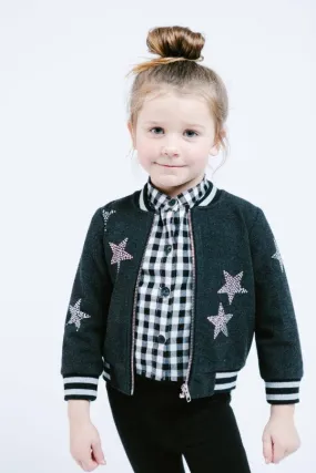 Star Rhinestone Kids Bomber Jacket