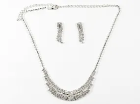 Stylish Layered Crystal Statement Earring Necklace Fashion Set
