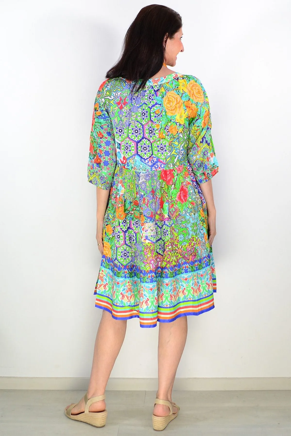 Tara 3/4 Sleeve Layered Tunic Dress