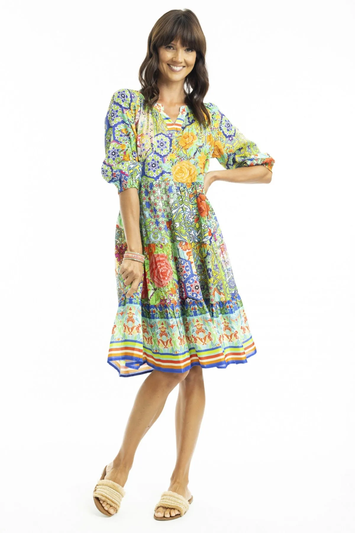 Tara 3/4 Sleeve Layered Tunic Dress
