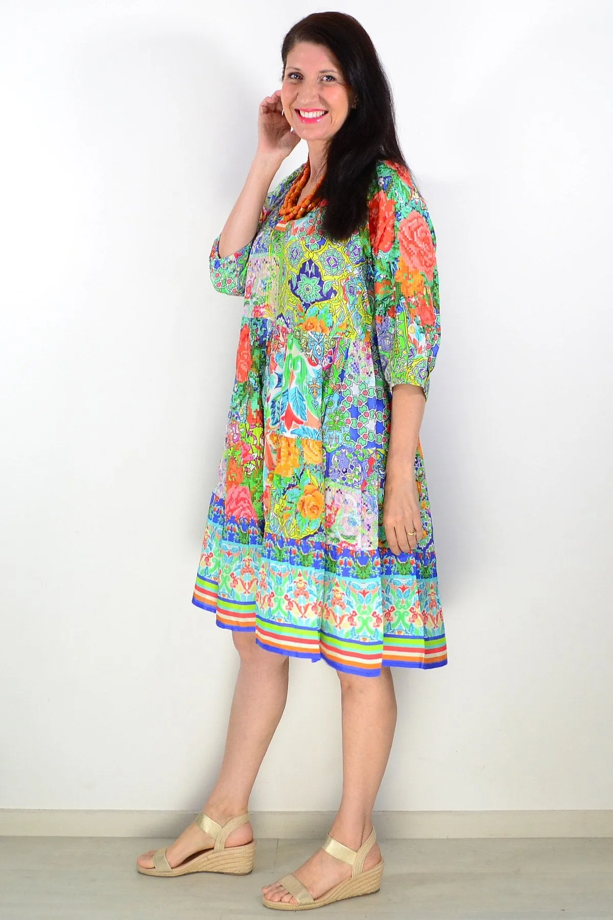 Tara 3/4 Sleeve Layered Tunic Dress