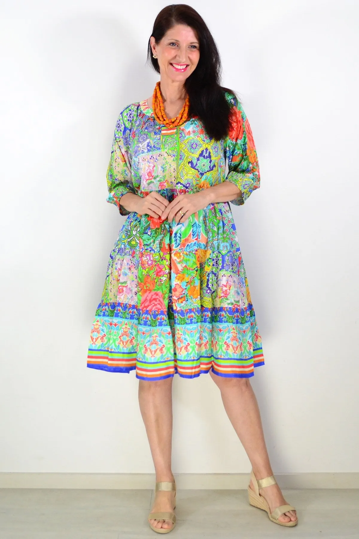 Tara 3/4 Sleeve Layered Tunic Dress