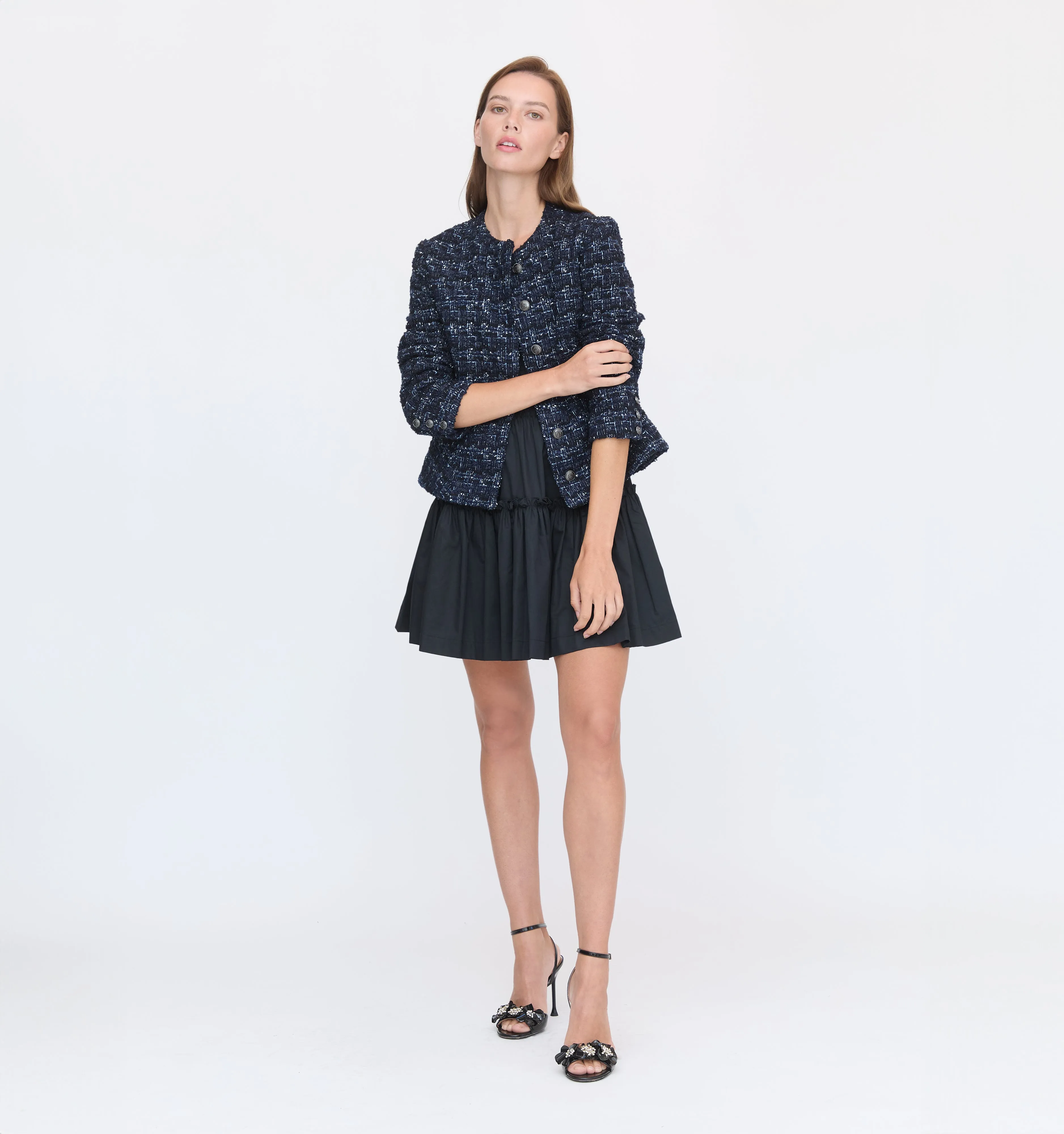The Hallie Skirt - Navy Tweed