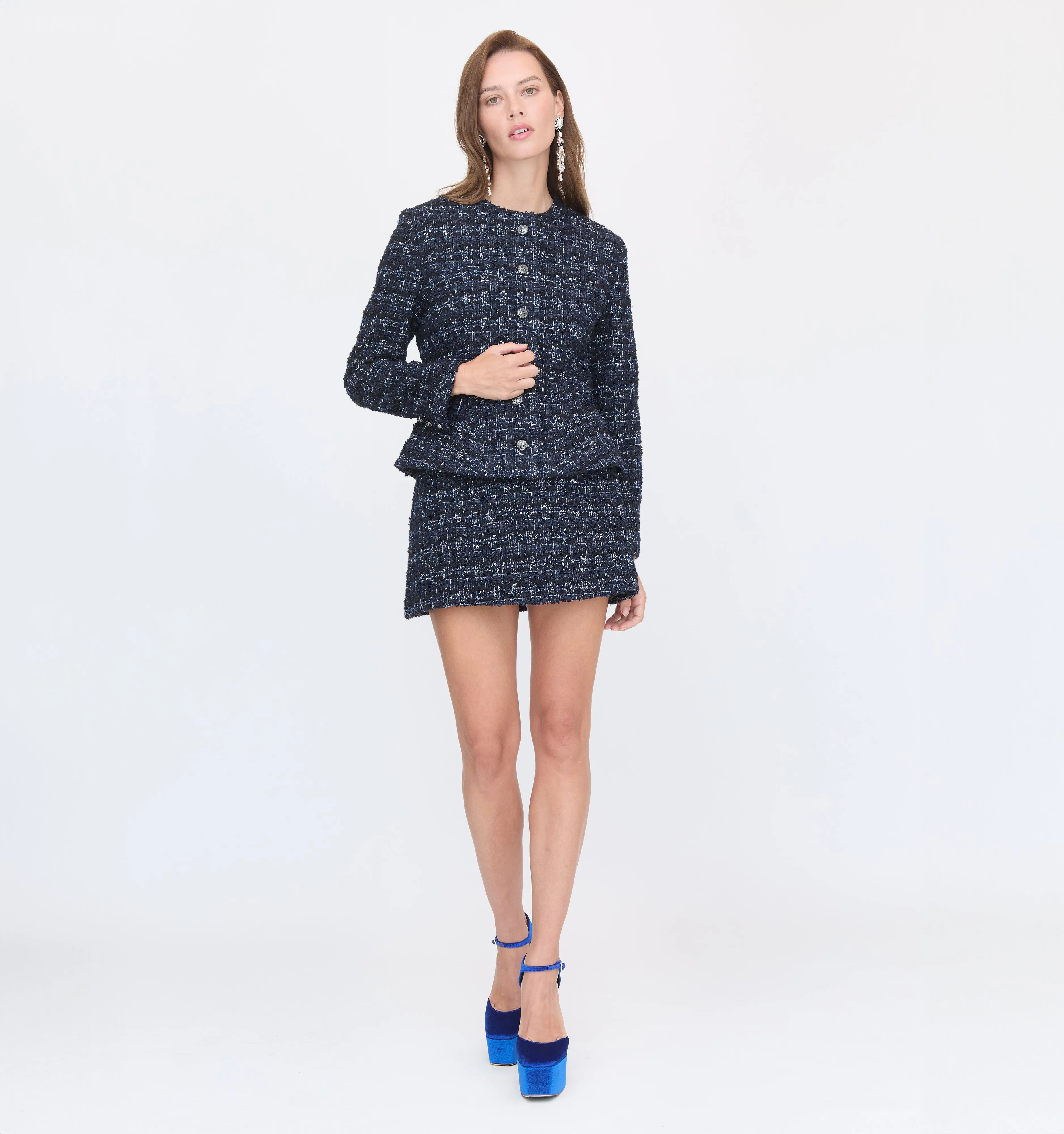 The Hallie Skirt - Navy Tweed