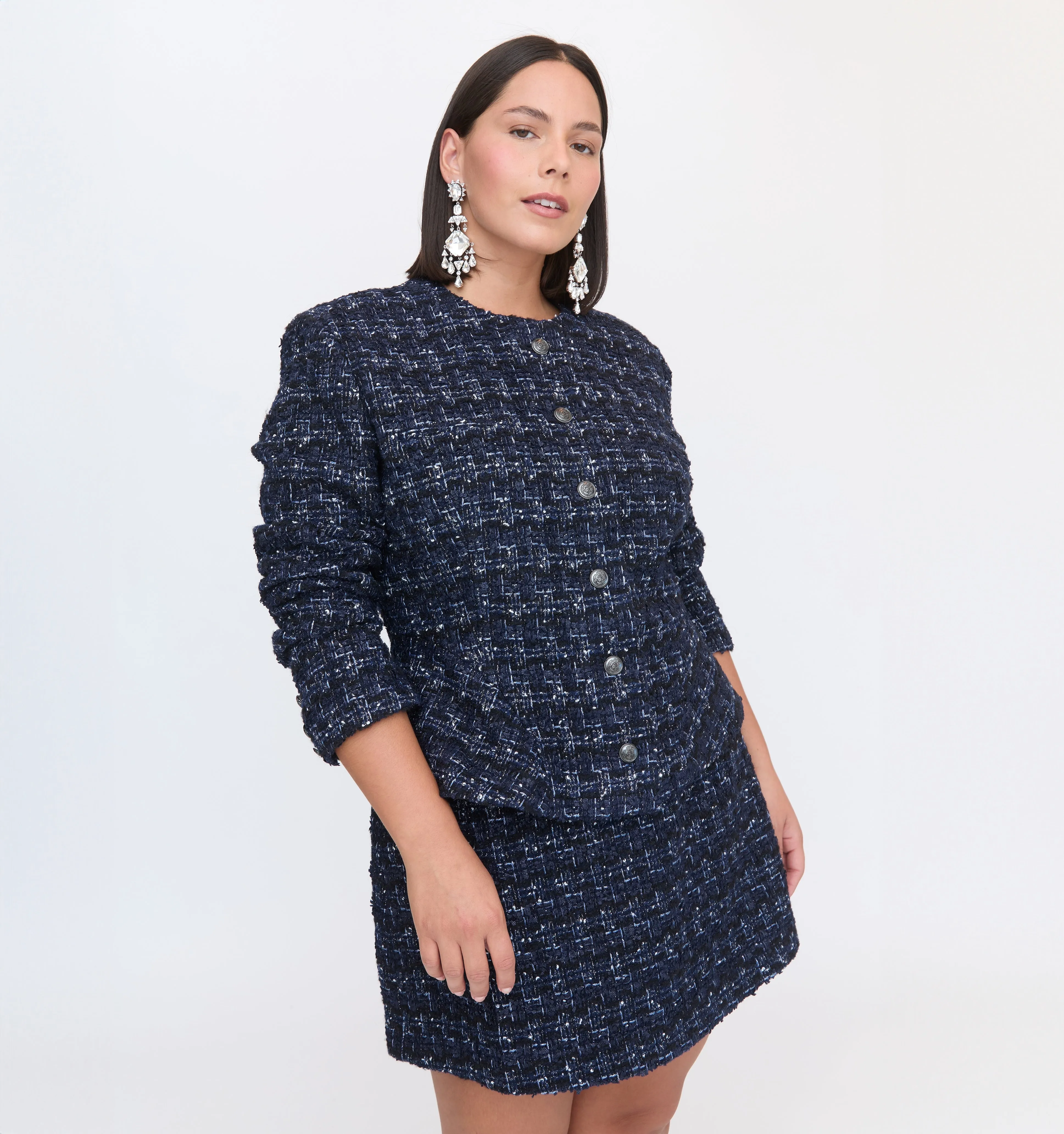 The Hallie Skirt - Navy Tweed
