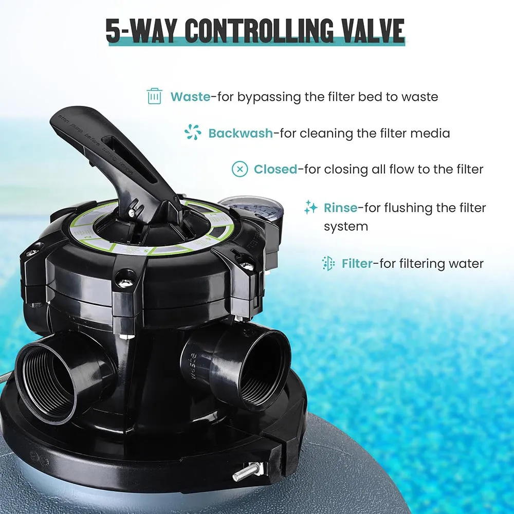 TheLAShop 16" In / Above Ground Pool Sand Filter with Valve