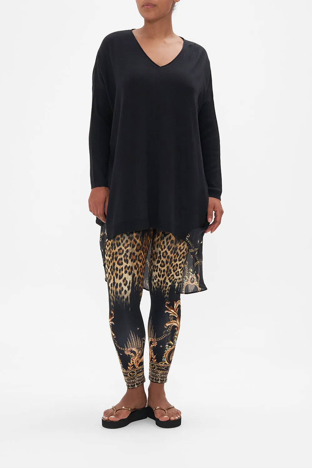 V NECK JUMPER WITH PRINT BACK JUNGLE DREAMING