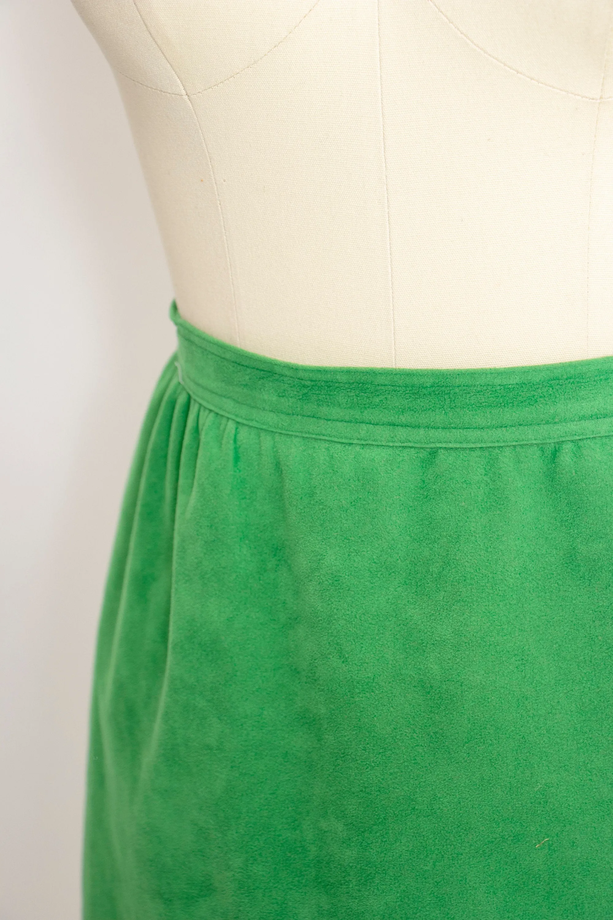 Vintage 1970s Suit Green Ultra Suede Skirt Jacket Set 70s Medium
