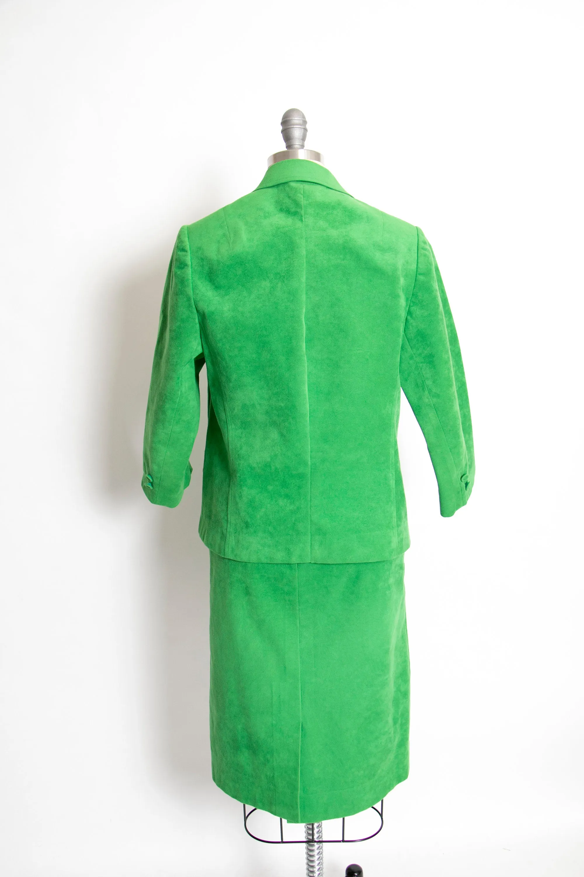 Vintage 1970s Suit Green Ultra Suede Skirt Jacket Set 70s Medium