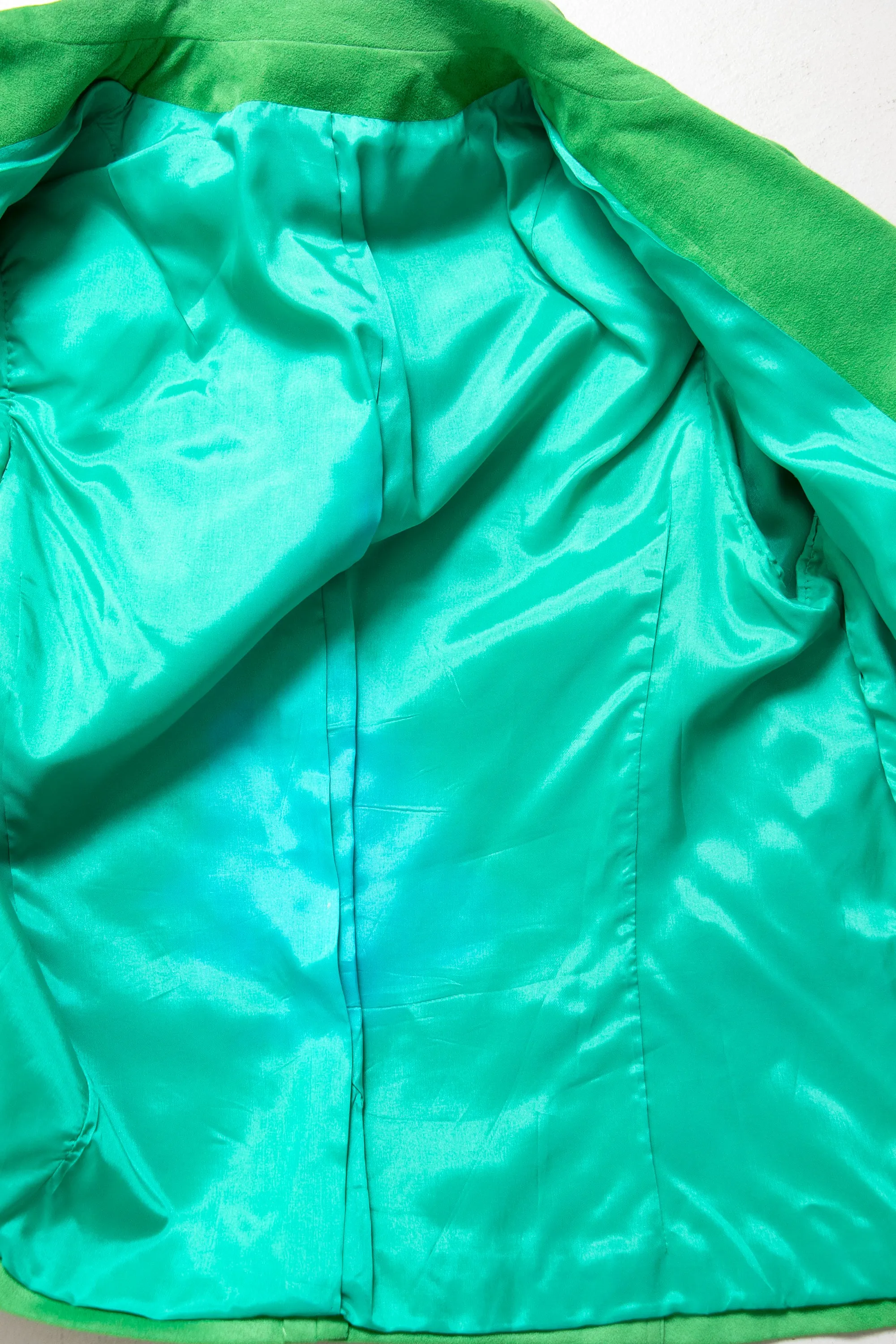 Vintage 1970s Suit Green Ultra Suede Skirt Jacket Set 70s Medium