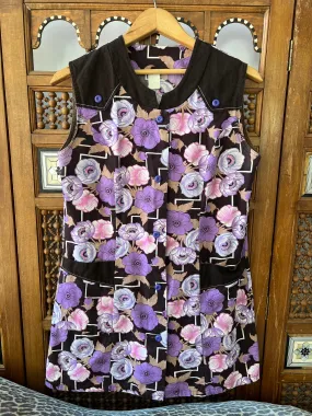 Vintage 60's Floral Sleeveless Smock Top