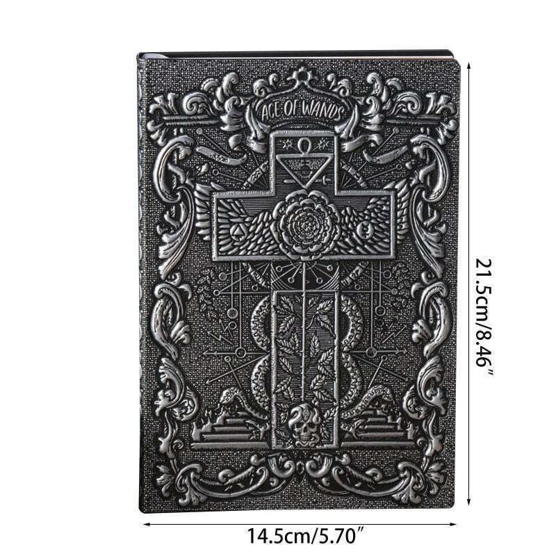 Vintage Embossed Cross Notepad Hardcover Notebook Personal Diary Ribbon Bookmark A5 Journal for Kid Adult Journaling Writing