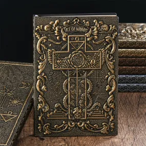 Vintage Embossed Cross Notepad Hardcover Notebook Personal Diary Ribbon Bookmark A5 Journal for Kid Adult Journaling Writing