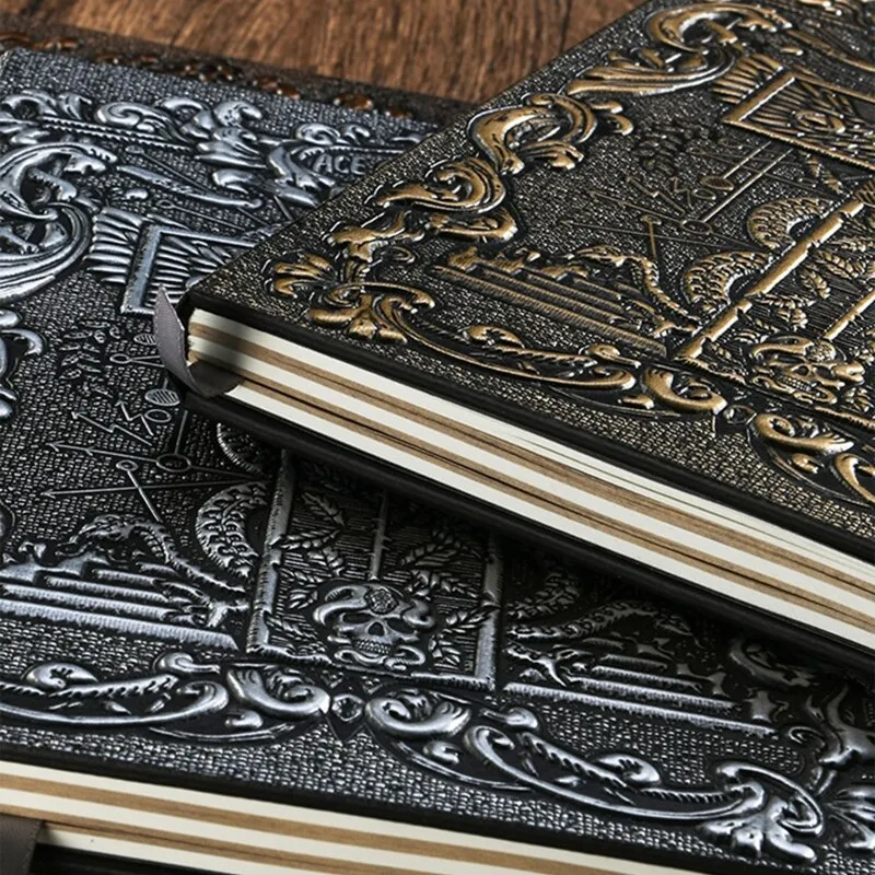 Vintage Embossed Cross Notepad Hardcover Notebook Personal Diary Ribbon Bookmark A5 Journal for Kid Adult Journaling Writing