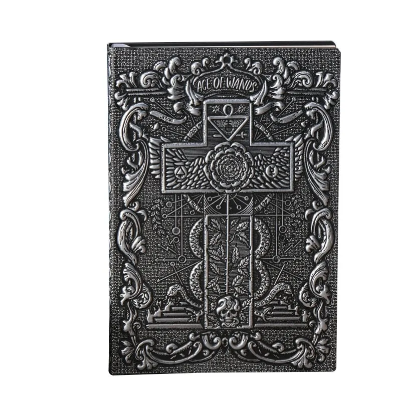 Vintage Embossed Cross Notepad Hardcover Notebook Personal Diary Ribbon Bookmark A5 Journal for Kid Adult Journaling Writing