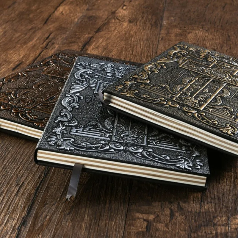 Vintage Embossed Cross Notepad Hardcover Notebook Personal Diary Ribbon Bookmark A5 Journal for Kid Adult Journaling Writing