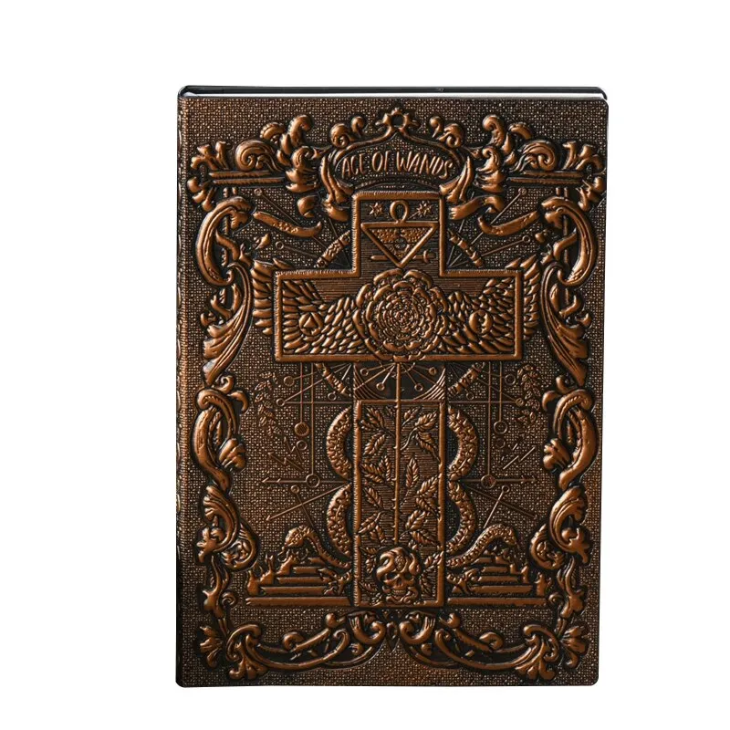 Vintage Embossed Cross Notepad Hardcover Notebook Personal Diary Ribbon Bookmark A5 Journal for Kid Adult Journaling Writing